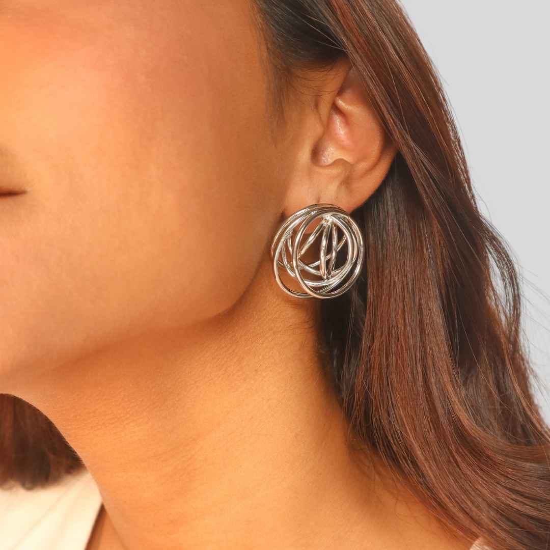 Swirl Earrings Silver Mini -House of Pehr